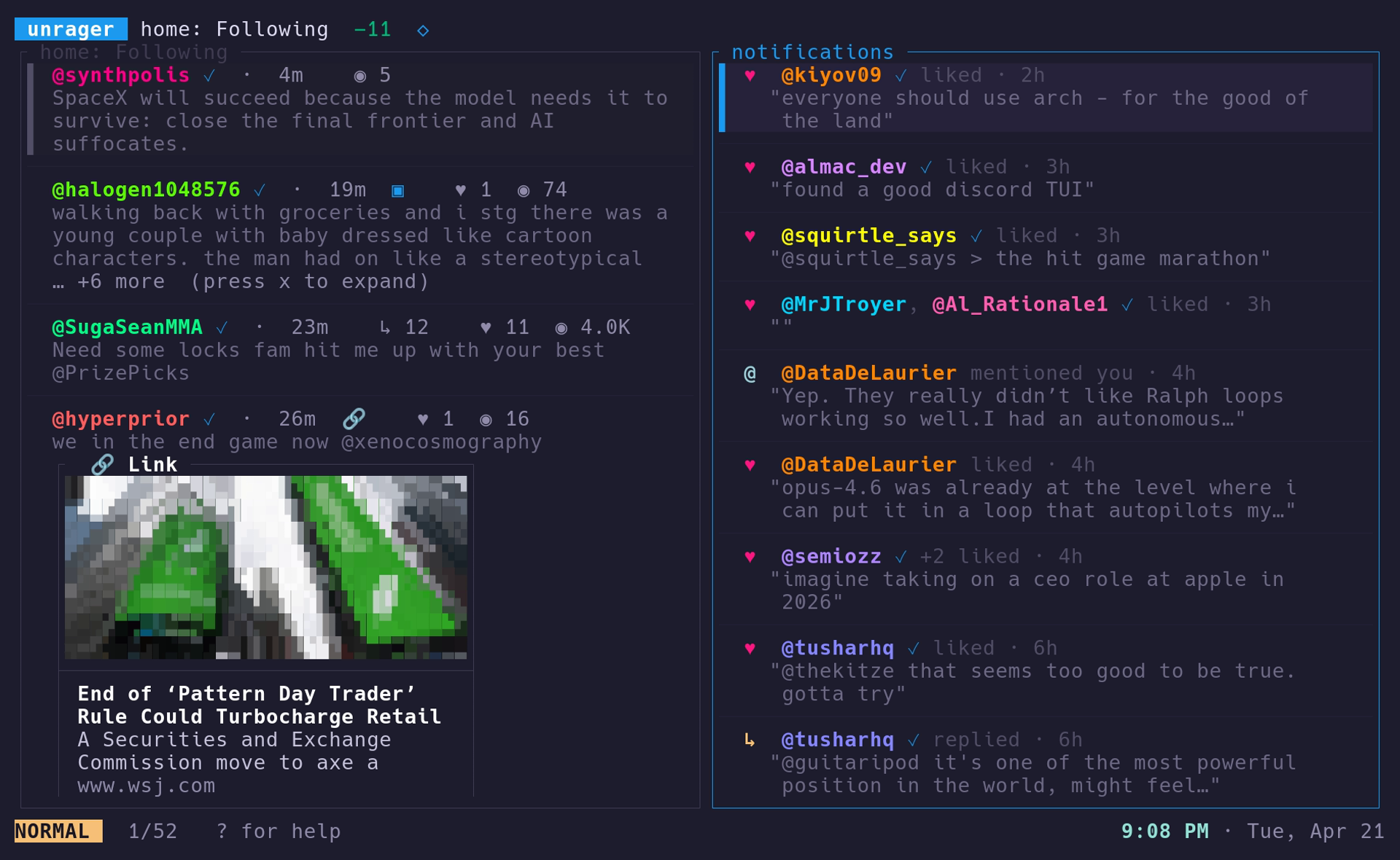 notifications pane with mixed notification types